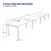 Deluxe Serenity 4 Person Single Sided Workstation 1800mm per person-Profile Leg-dimensions