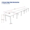 Deluxe Serenity 5 Person Single Sided Workstation 1200mm per person-Profile Leg-dimensions