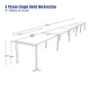 Deluxe Serenity 5 Person Single Sided Workstation 1800mm per person-Profile Leg-dimensions