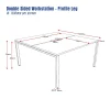 Deluxe Serenity Straight Double Sided Workstation 1500mm per person-Profile Leg-dimensions