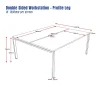 Deluxe Serenity Straight Double Sided Workstation 1800mm per person-Profile Leg-dimensions
