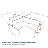 Profile Legs 4 Person Workstation Pod with Screens-line draw D-IPLCWS4P1815
