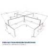 Profile Legs 4 Person Workstation Pod with Screens-line draw D-IPLCWS4P1818