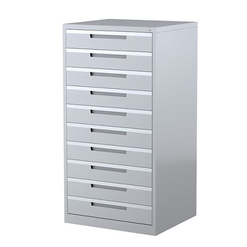 Multimedia Cabinet-10 Drawer-1370Hx710Wx620D-Silver Grey