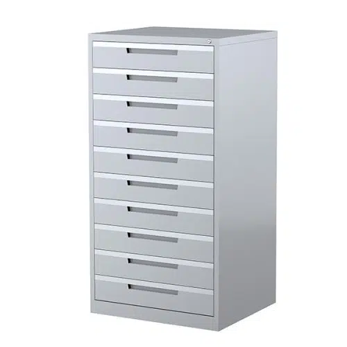 Multimedia Cabinet-10 Drawer-1370Hx710Wx620D-Silver Grey