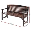 Harmony 3 Seater Outdoor Wooden Garden Bench Charcoal-dimension