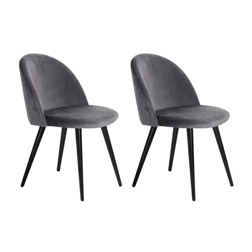 Evolve Velvet Modern Dining Chair Dark Grey MO-DIN-02-VEL-BKX2