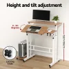 Mobile Twin Laptop Desk Light Wood