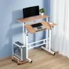 Mobile Twin Laptop Desk Light Wood