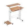 Mobile Twin Laptop Desk Light Wood