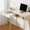 Office Home Wood Computer Desk with Drawers in Natural