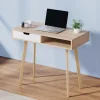 Office Home Wood Computer Desk with Drawers in Natural