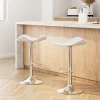 PU Leather Swivel Backless Bar Stool Set of 2 – White