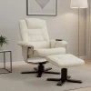 Massage Chair Recliner Ottoman Lounge with Footrest – Cream