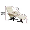 Massage Chair Recliner Ottoman Lounge with Footrest – Cream-V63-771955