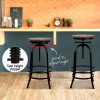 Zinc Industrial Round Bar Stool Wooden Seat