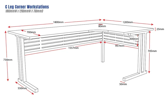 C Leg Corner Workstations 1800x1200-dimensions