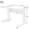 C Leg Desk 1200x700mm-dimensions