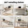 Evolve Rotary Corner Desk with Bookshelf – Brown & White