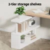 Evolve Rotary Corner Desk with Bookshelf – Brown & White