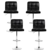 Evolve set of 4 Leather Bar Stools NOEL Kitchen Chairs Swivel Bar Stool Gas Lift Black BA-K-1055-BKX4