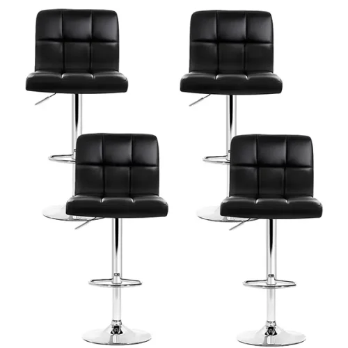 Evolve set of 4 Leather Bar Stools NOEL Kitchen Chairs Swivel Bar Stool Gas Lift Black BA-K-1055-BKX4