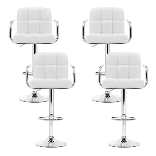 Evolve set of 4 Bar Stools Kitchen Swivel Bar Stool PU Leather Gas Lift Chairs White-BA-K-1055A-WHX4