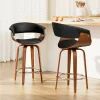 Evolve Wooden Bar Stool Swivel PU Leather Black Chair-BA-TW-8201-BKX2