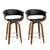 Evolve Wooden Bar Stool Swivel PU Leather Black Chair-BA-TW-8201-BKX2