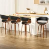 Evolve set of 4 Bar Stools Wooden Bar Stool Swivel Kitchen Dining Chairs PU Leather Black-BA-TW-8201-BKX4