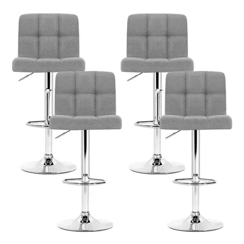 Evolve Set of 4 Fabric Bar Stools NOEL Kitchen Chairs Swivel Bar Stool Gas Lift Grey BA-TW-NEW1055-GYX4