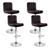 Evolve set of 4 Leather Bar Stools NOEL Kitchen Chairs Swivel Bar Stool Gas Lift Brown