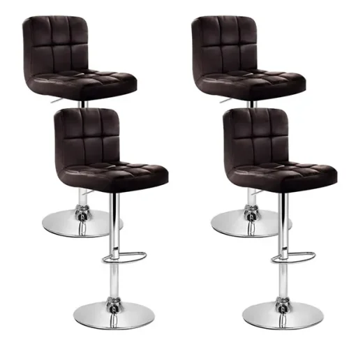 Evolve set of 4 Leather Bar Stools NOEL Kitchen Chairs Swivel Bar Stool Gas Lift Brown