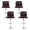 Evolve set of 4 Leather Bar Stools NOEL Kitchen Chairs Swivel Bar Stool Gas Lift Brown