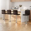 Evolve set of 4 Leather Bar Stools NOEL Kitchen Chairs Swivel Bar Stool Gas Lift Brown