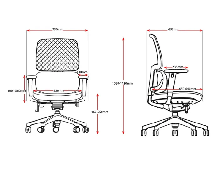 VeraFlex Executive Mesh Chair-dimensions