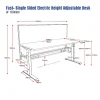 Fast+ Single Sided Electric Height Adjustable Desk 1500mm-dimensions