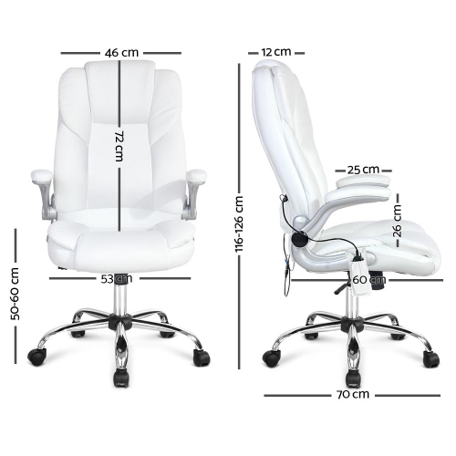 8 Point PU Faux Leather Executive Massage Chair Dimensions