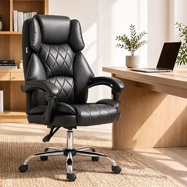Evolve Executive Office Chair Leather Gaming Computer Desk Chairs Recliner Black-OCHAIR-G-1051-BK