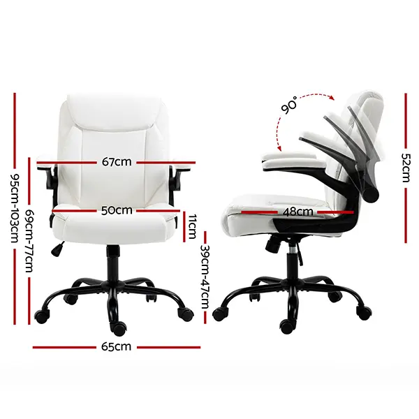 Evolve Office Chair Leather Computer Desk Chairs Executive Gaming Study White-OCHAIR-G-7023-WH