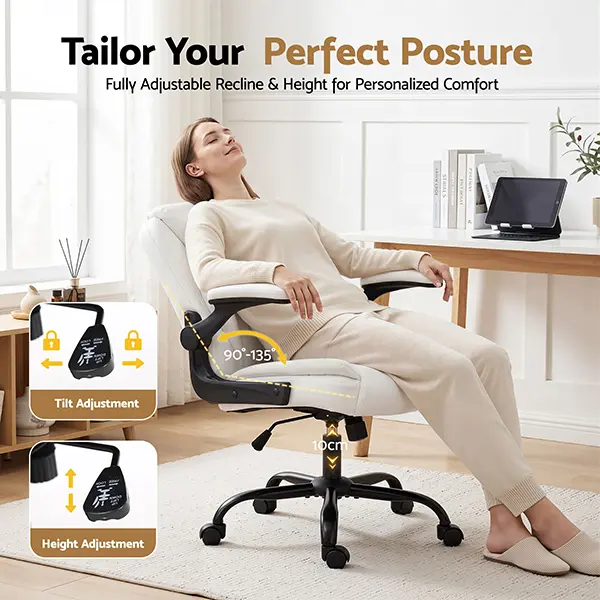 Evolve Office Chair Leather Computer Desk Chairs Executive Gaming Study White-OCHAIR-G-7023-WH