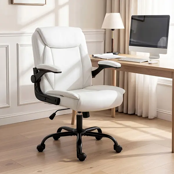 Evolve Office Chair Leather Computer Desk Chairs Executive Gaming Study White-OCHAIR-G-7023-WH