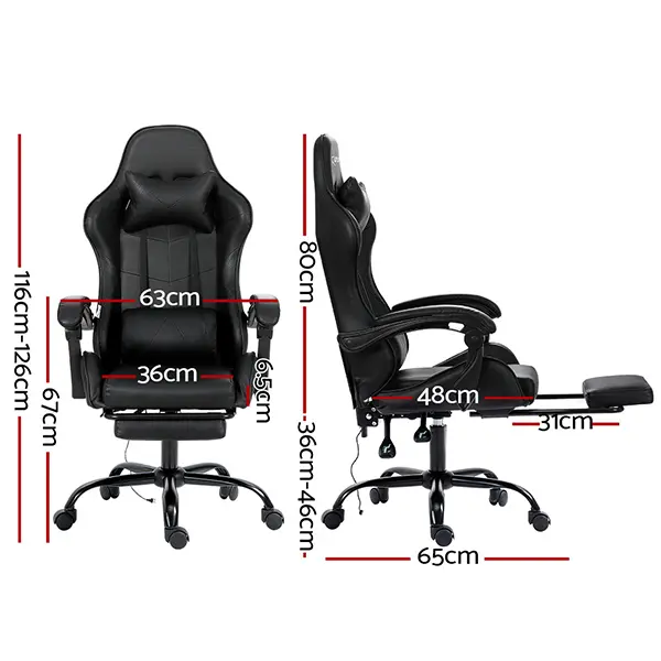 Evolve Massage Gaming Leather Chair Black