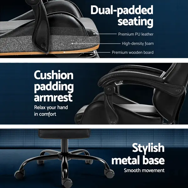 Evolve Massage Gaming Leather Chair Black