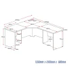 Corner Workstation Desk 1200x1500x600-dimensions