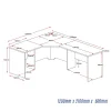 Corner Workstation Desk 1200x2100x600-dimensions