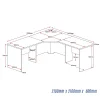 Corner Workstation Desk 2100x2100x600-dimensions