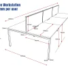 Deluxe Serenity Straight Double Sided 1200mm-6 Person Workstation with Screen-Profile Leg-Line Draw