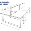 Deluxe Serenity Straight Double Sided 1500mm-4 Person Workstation with Screen-Loop Leg-Line Draw