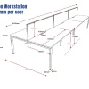 Deluxe Serenity Straight Double Sided 1500mm-6 Person Workstation with Screen-Profile Leg-Line Draw